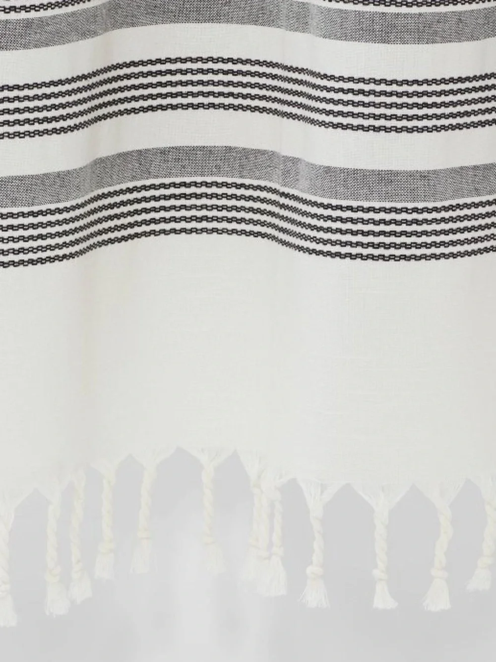 Threshold Cream Shower Curtain with Gray Stripe Trim